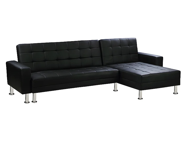Canapé d'angle convertible et réversible "Theo" - 258 x 82/147 x 82 cm - 4 places - Noir
