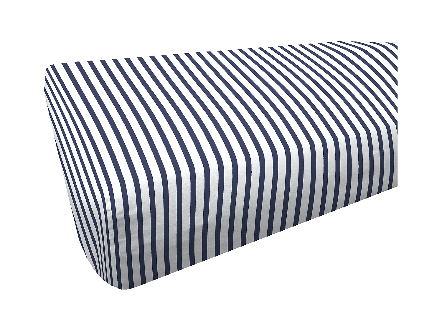 Drap housse imprimé 90x200 cm coton biologique AIR à rayures Bleu marine et Blanc Bonnet 30 cm