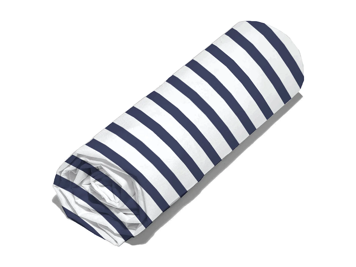 Drap housse imprimé 90x200 cm coton biologique AIR à rayures Bleu marine et Blanc Bonnet 30 cm