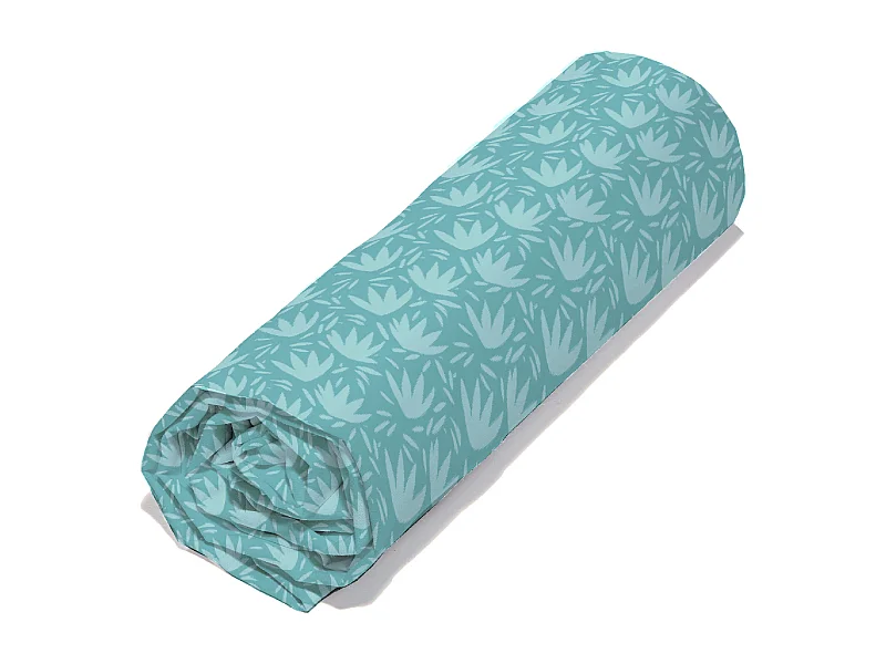 Drap housse imprimé 90x190 cm coton biologique PROMENONS-NOUS Bleu Bonnet 25 cm