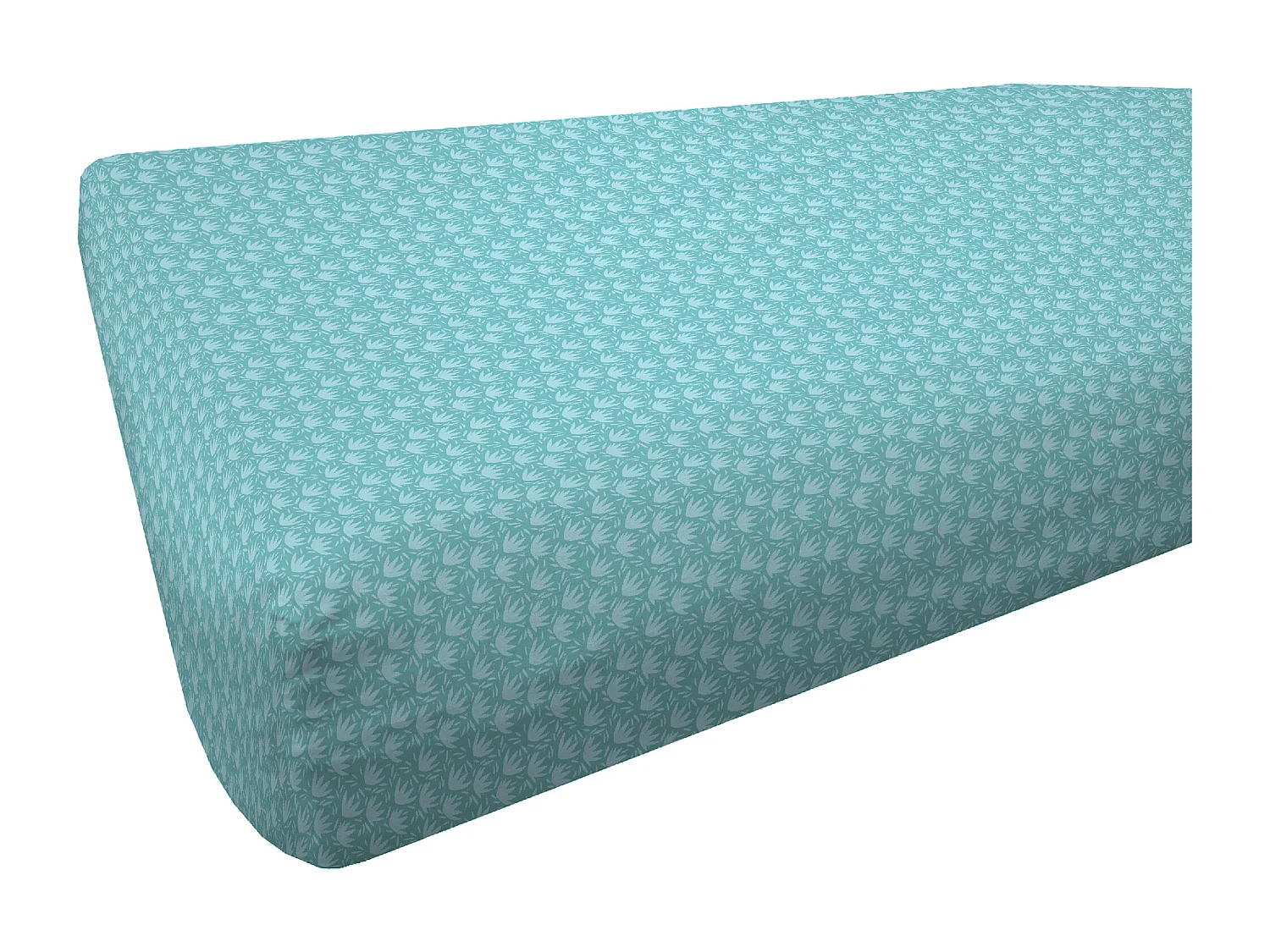 Drap housse imprimé 90x190 cm coton biologique PROMENONS-NOUS Bleu Bonnet 25 cm