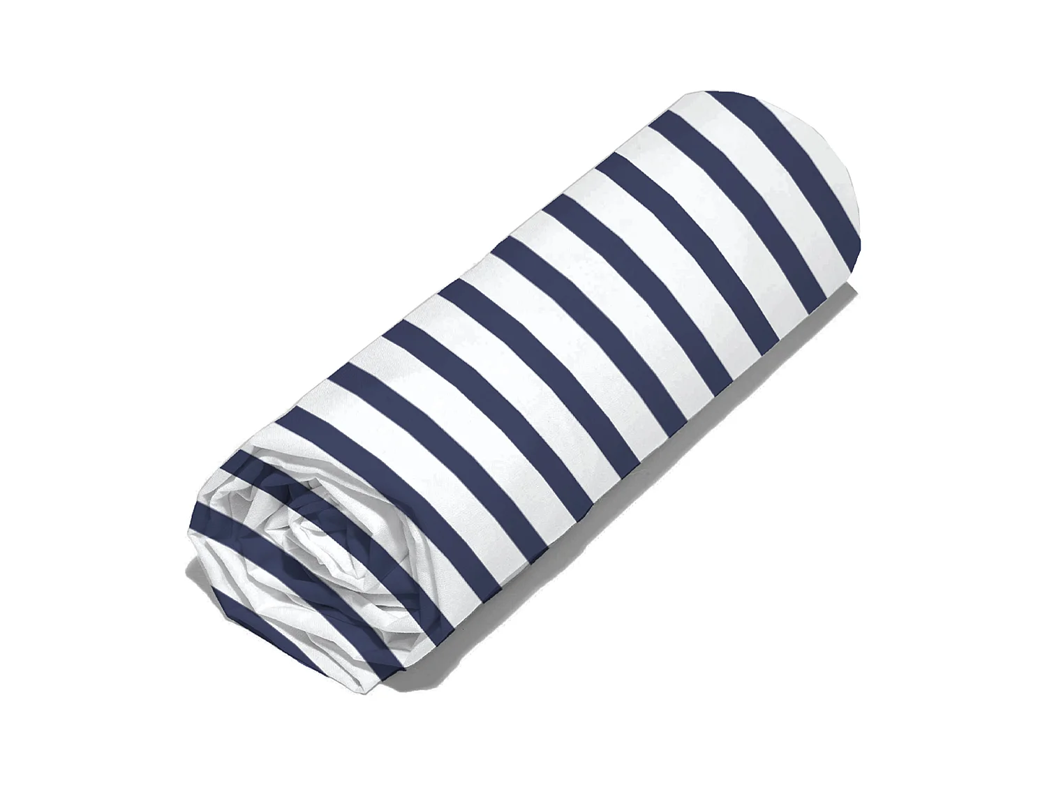 Drap housse imprimé 140x200 cm coton biologique AIR à rayures Bleu marine et Blanc Bonnet 30 cm