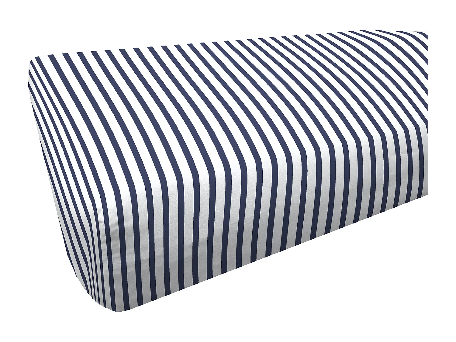 Drap housse imprimé 140x200 cm coton biologique AIR à rayures Bleu marine et Blanc Bonnet 30 cm