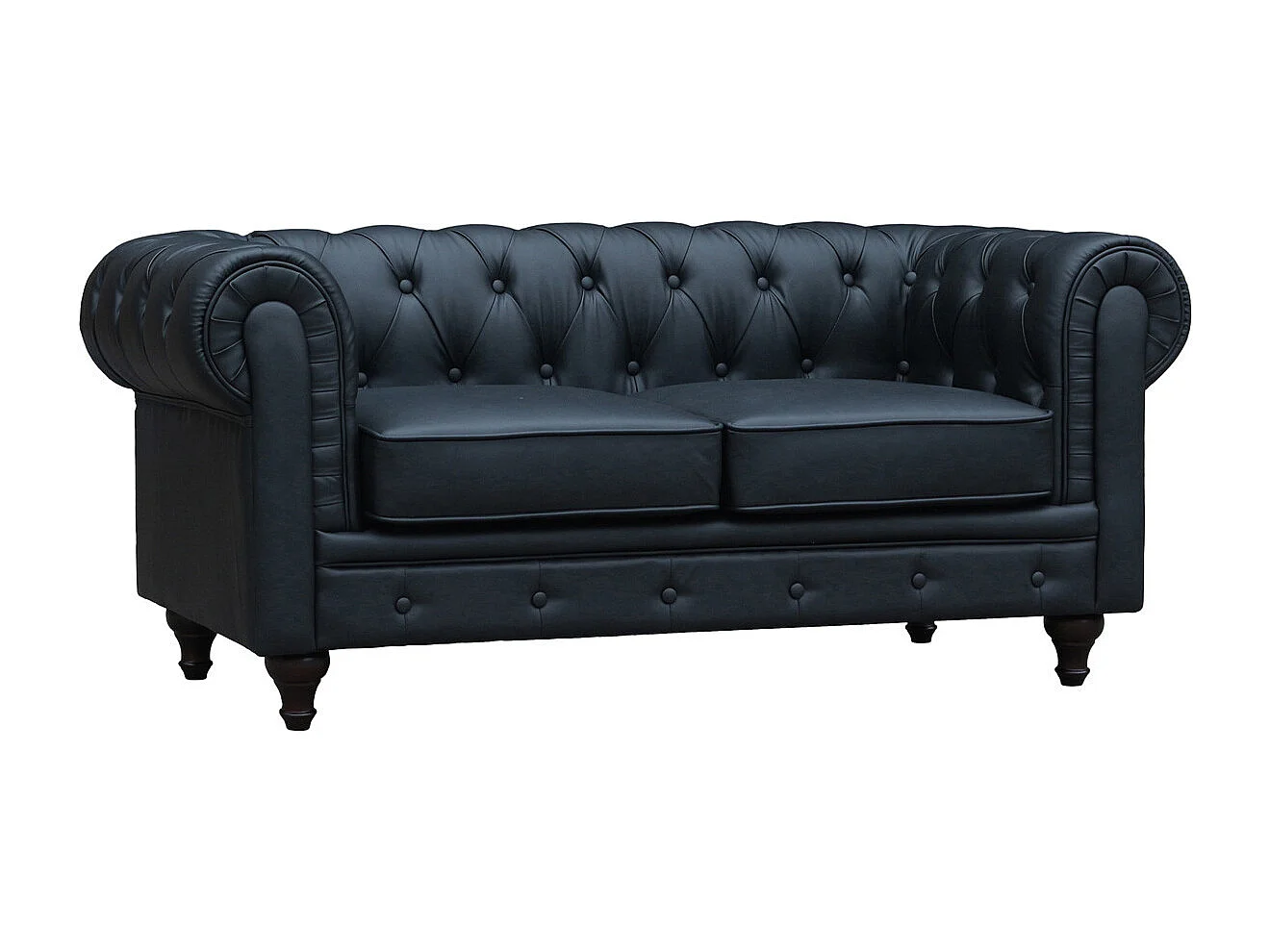 Sofa Chesterfield "Aliza" nierozkładana - 157 x 82 x 70 cm - 2 miejsca - Czarna
