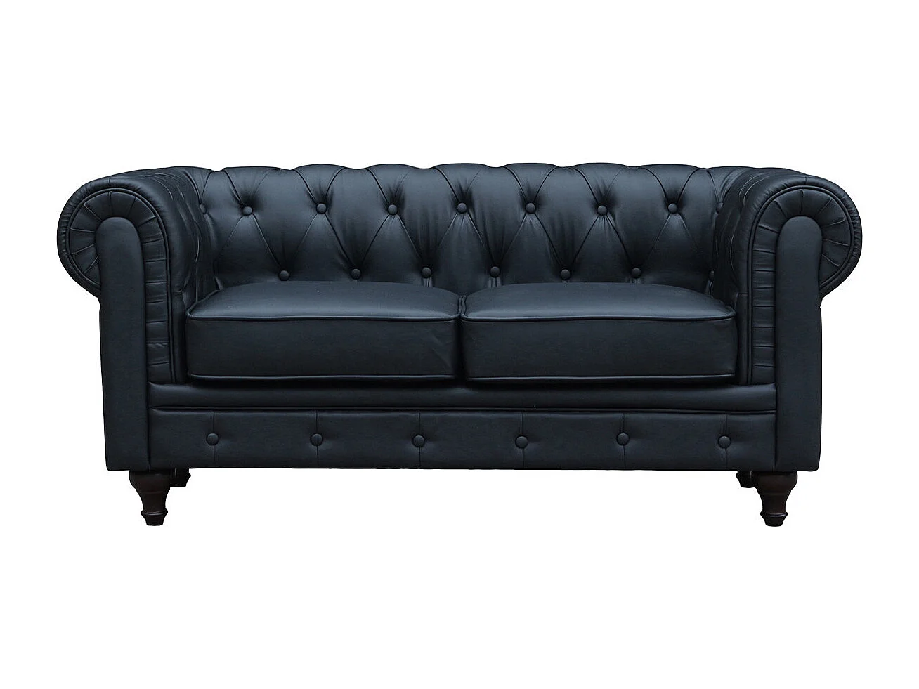 Sofa Chesterfield "Aliza" nierozkładana - 157 x 82 x 70 cm - 2 miejsca - Czarna