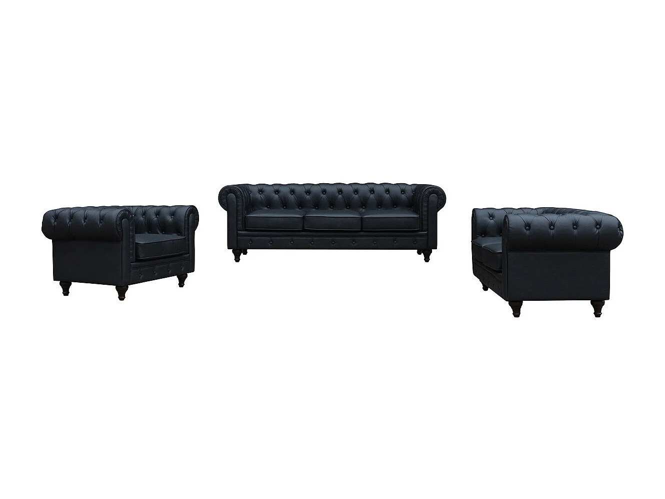Sofa Chesterfield "Aliza" nierozkładana - 157 x 82 x 70 cm - 2 miejsca - Czarna