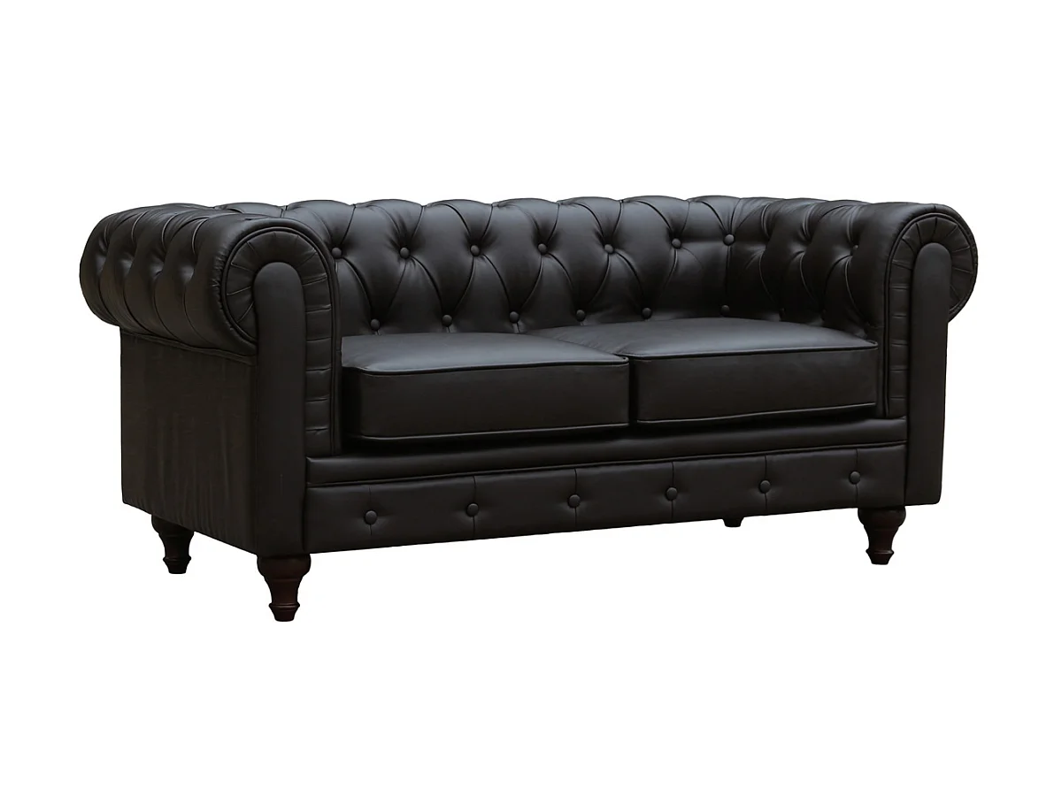 Canapé fixe Chesterfield "Aliza" - 157 x 82 x 70 cm - 2 places - Marron