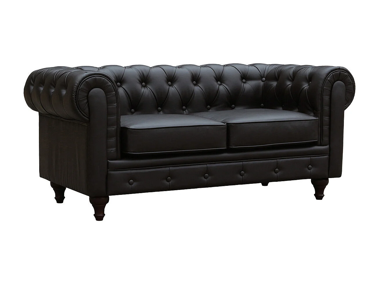 Canapé fixe Chesterfield "Aliza" - 157 x 82 x 70 cm - 2 places - Marron