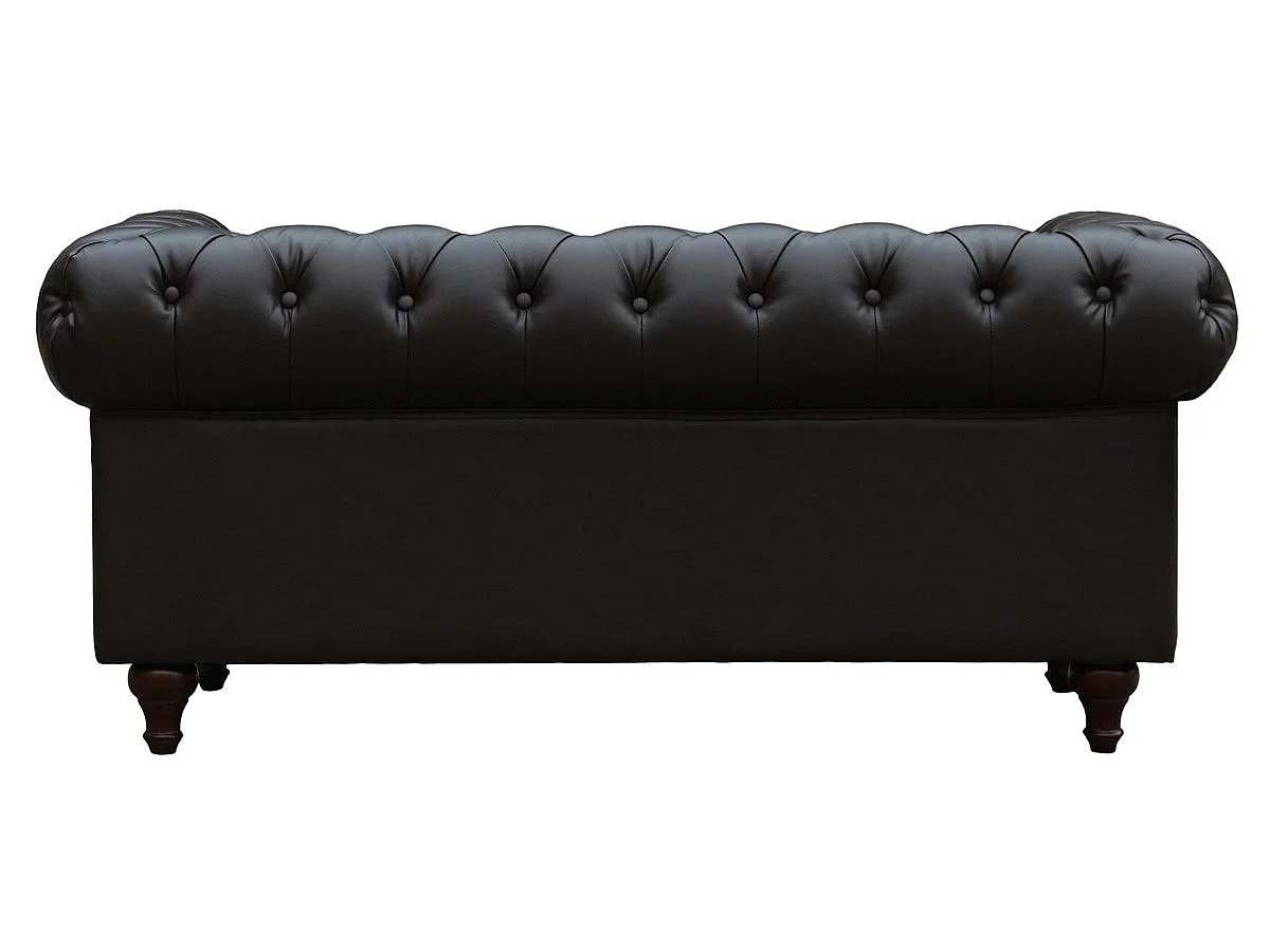 Canapé chesterfield 2 places en tissu 3D capitonné marron ALIZA