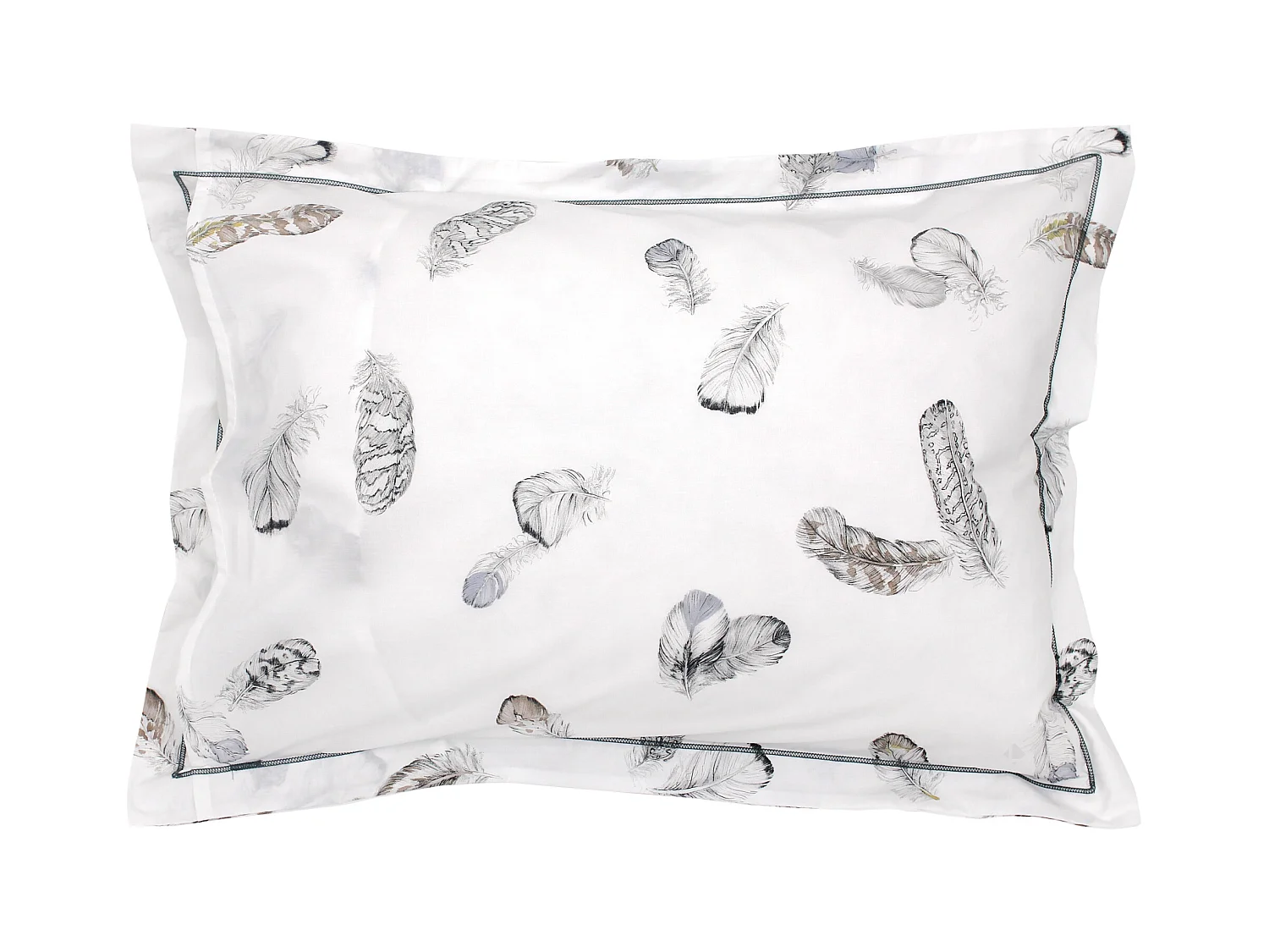 Taie d'oreiller 70x50 cm Percale pur coton PLUMES