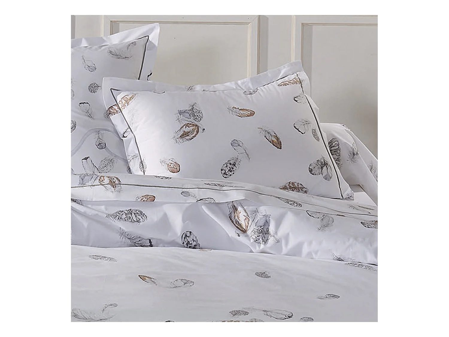 Taie d'oreiller 70x50 cm Percale pur coton PLUMES