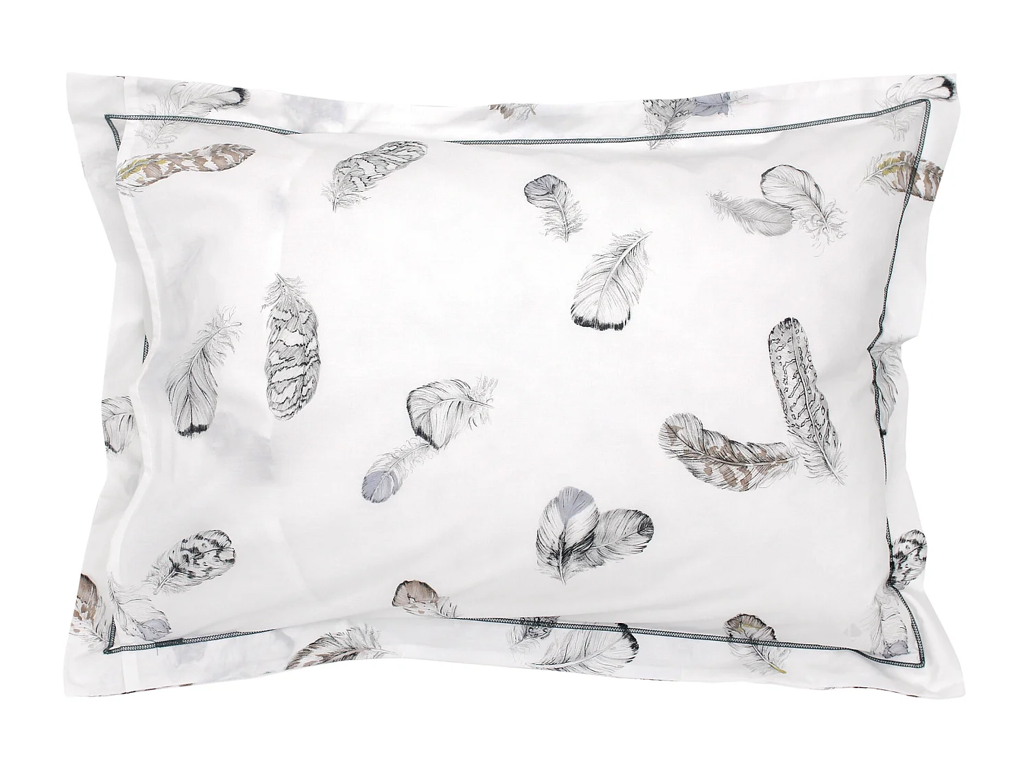 Taie d'oreiller 70x50 cm Percale pur coton PLUMES