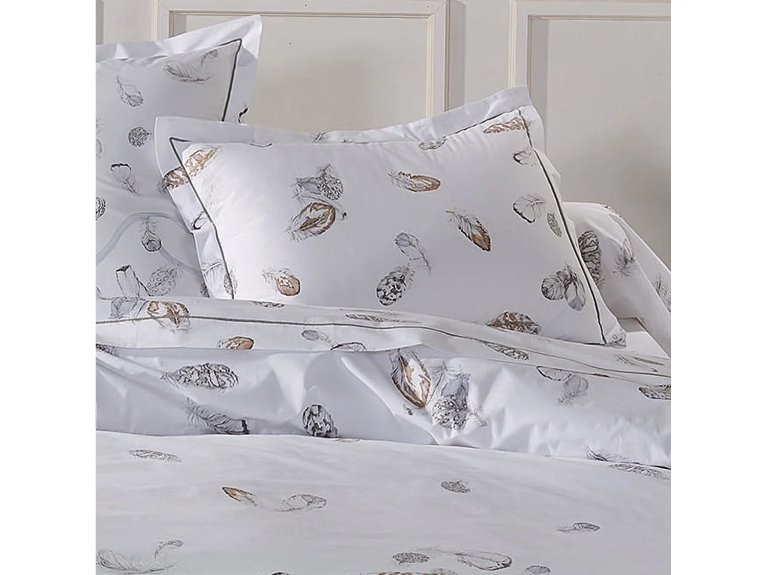 Taie d'oreiller 70x50 cm Percale pur coton PLUMES
