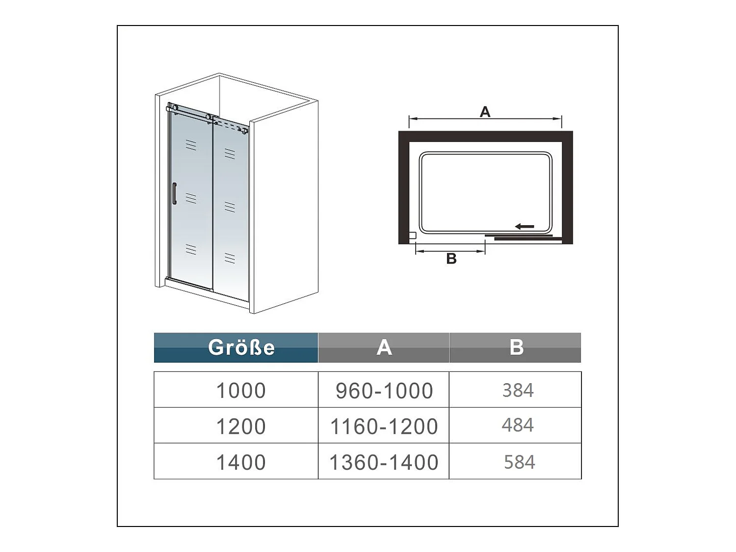 Porte de douche coulissante 120x195cm verre sablé installer à droite, porte de douche en 8mm verre anticalcaire