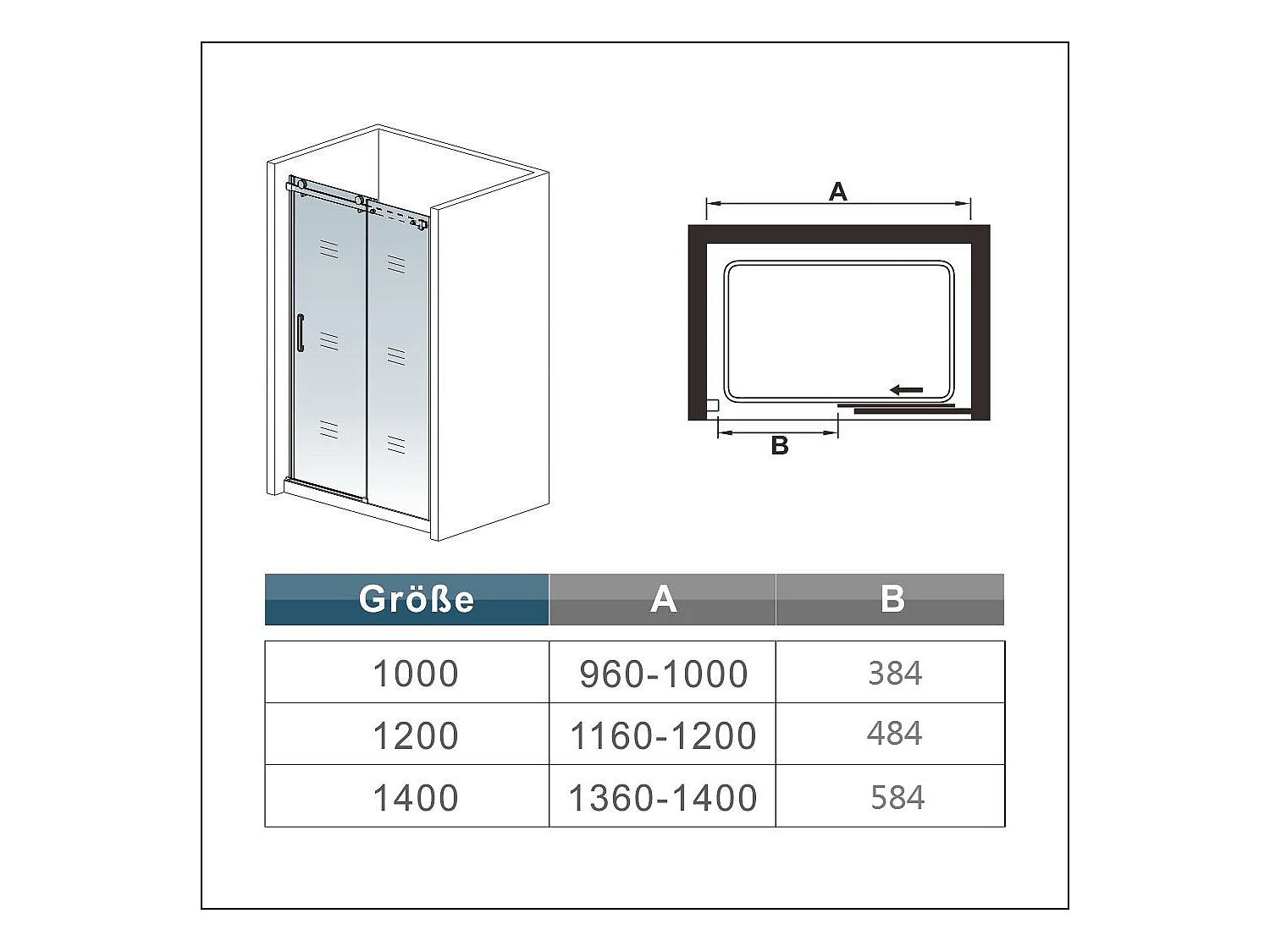 Porte de douche coulissante 120x195cm verre sablé installer à droite, porte de douche en 8mm verre anticalcaire