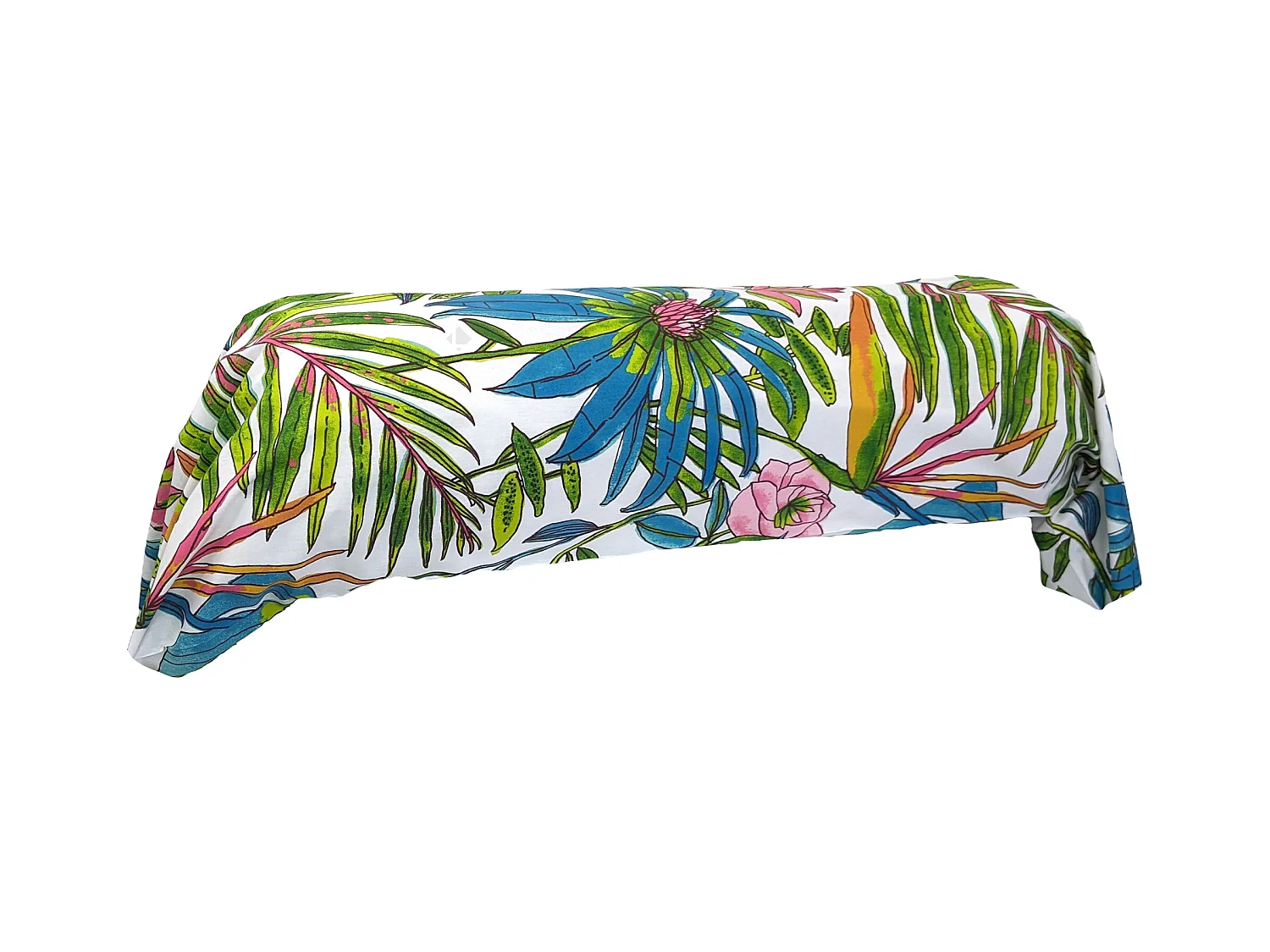 Taie de traversin 200x43 cm coton SUMATRA bleu Paon