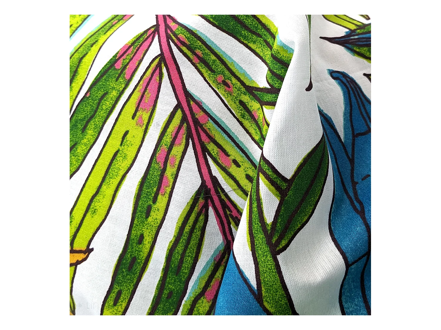 Taie de traversin 240x43 cm coton SUMATRA bleu Paon