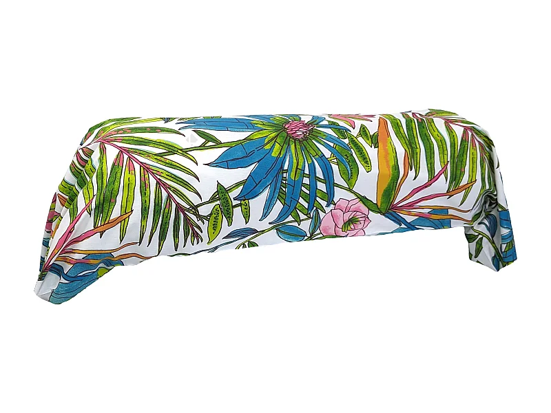 Taie de traversin 140x43 cm coton SUMATRA bleu Paon