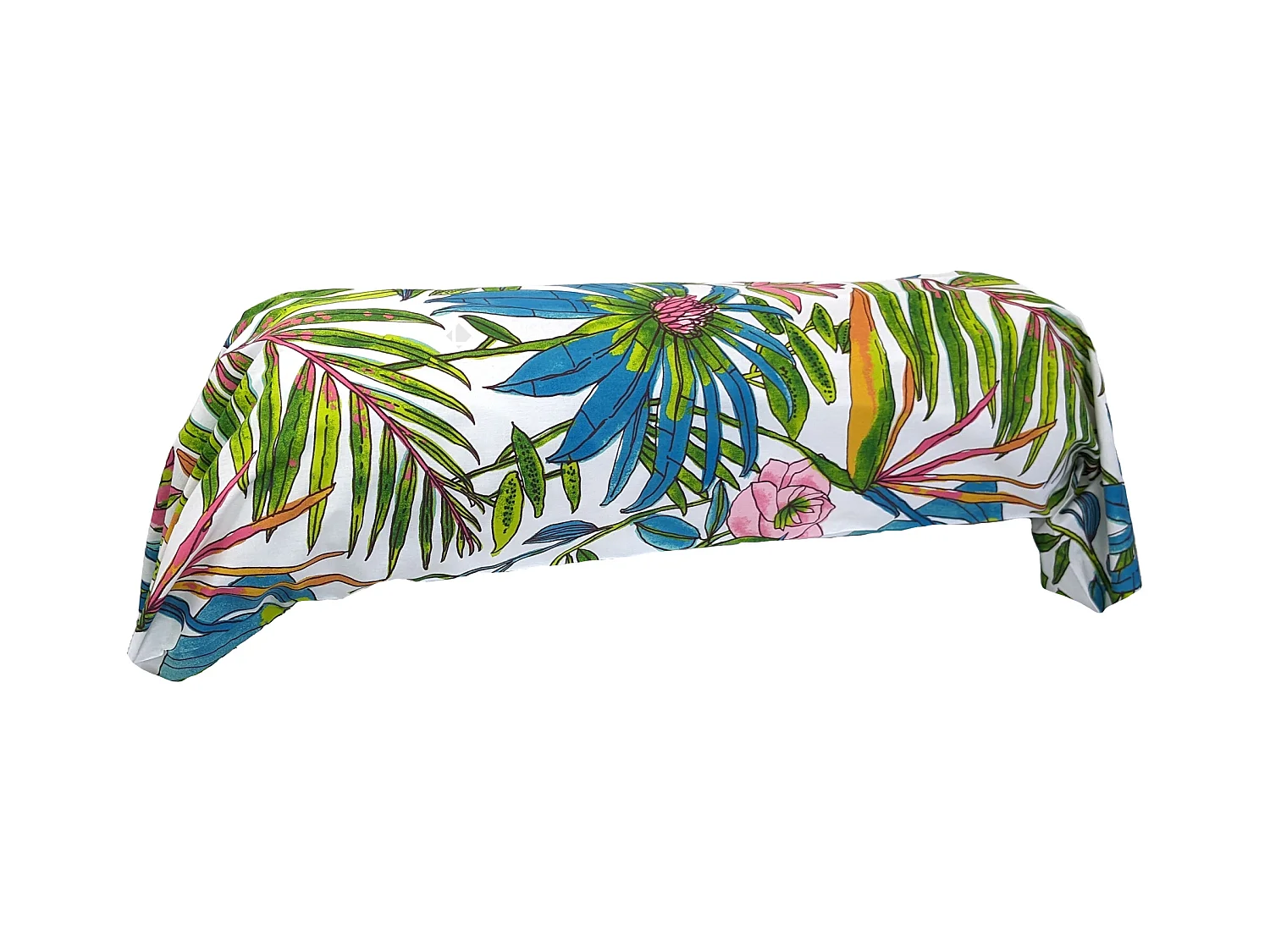 Taie de traversin 140x43 cm coton SUMATRA bleu Paon