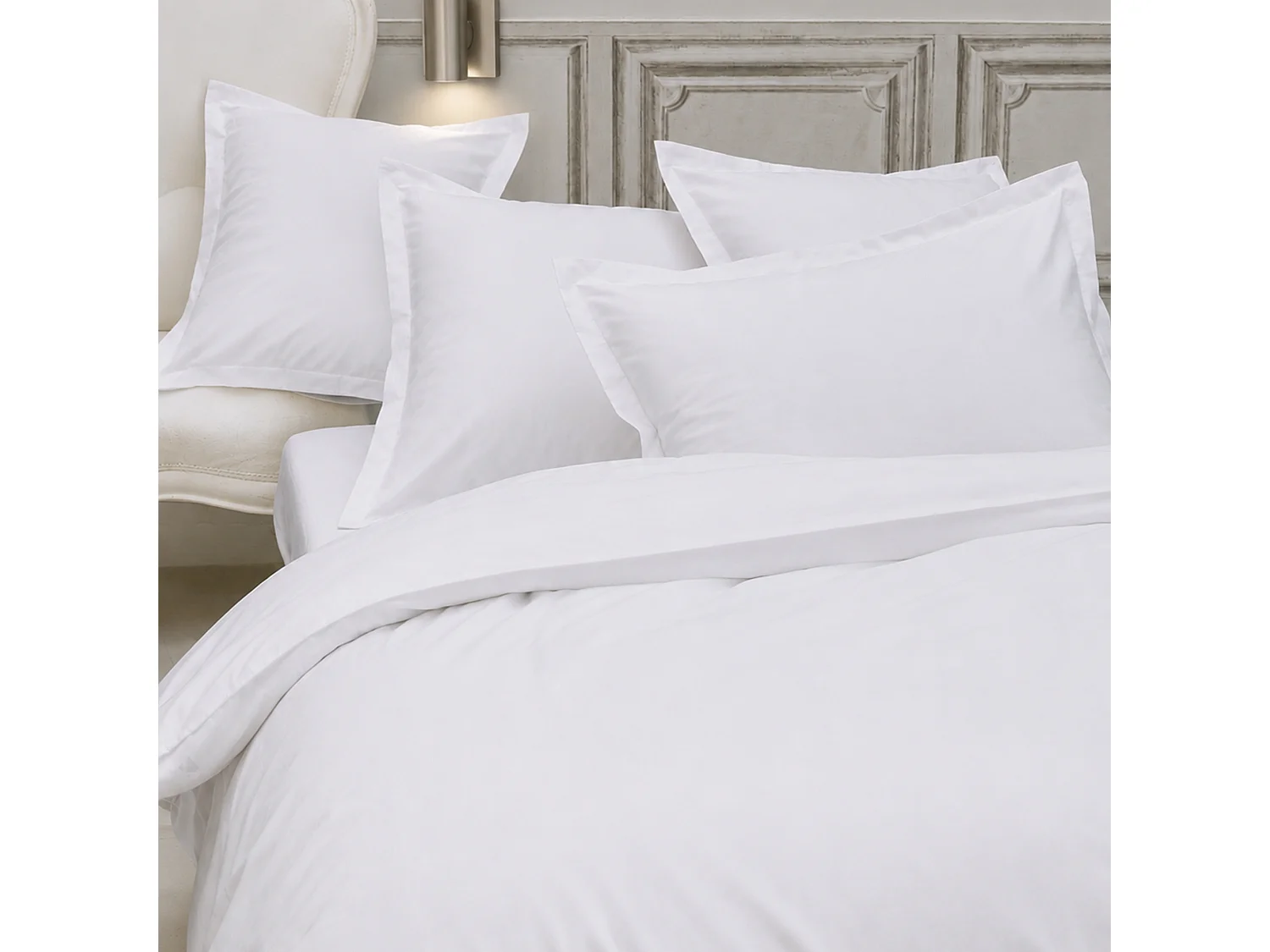 Taie de traversin uni 185x43 cm percale PRIMO Blanc