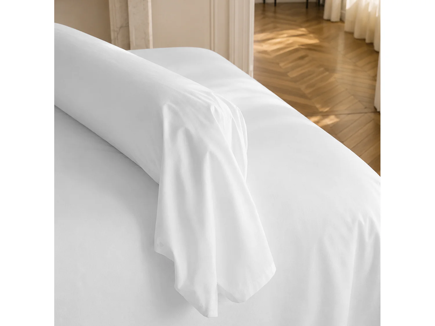 Taie de traversin uni 185x43 cm percale PRIMO Blanc