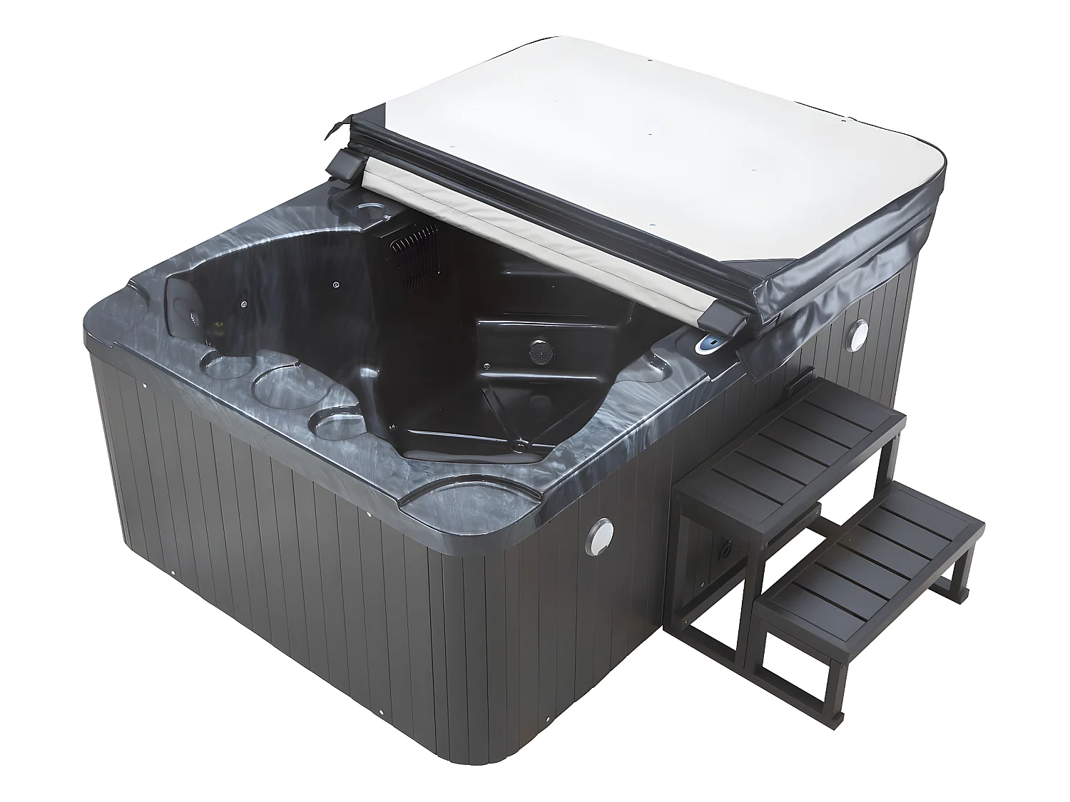 Spa LED "Haïti" 4 plaatsen met LED-verlichting en geïntegreerde bluetooth-luidsprekers - Grijs