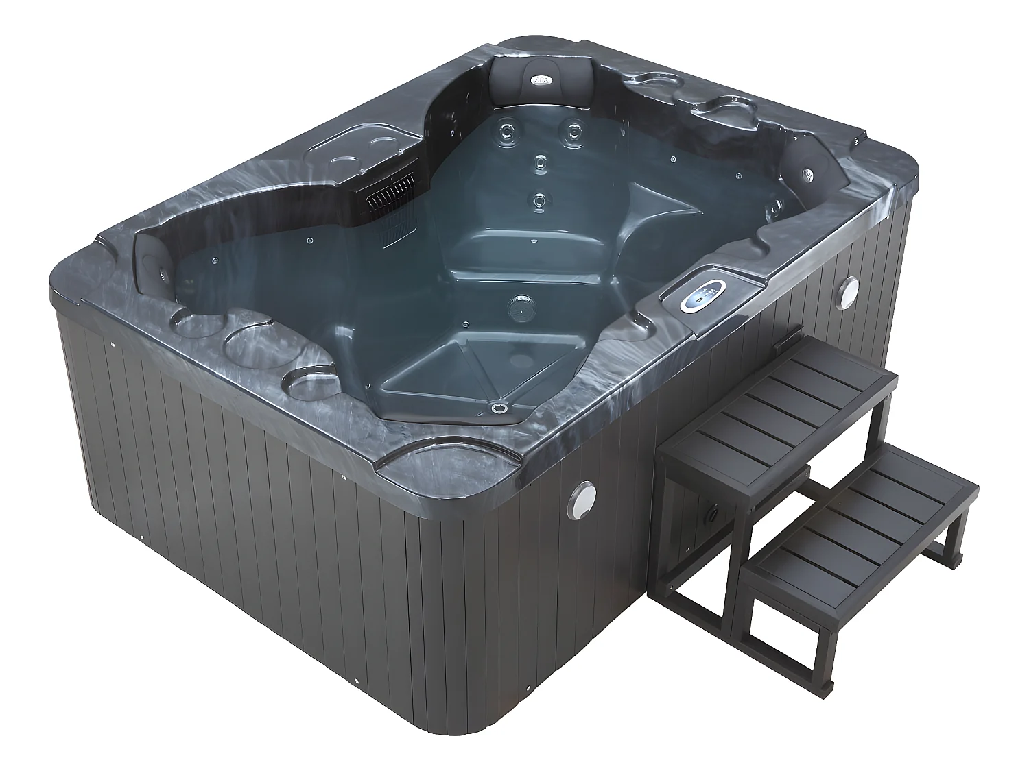 Spa LED "Haïti" 4 places - Enceintes bluetooth intégrées - Gris