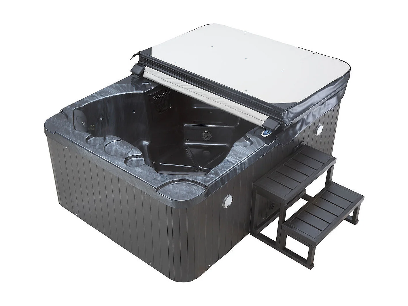 Spa LED "Haïti" 4 places - Enceintes bluetooth intégrées - Gris