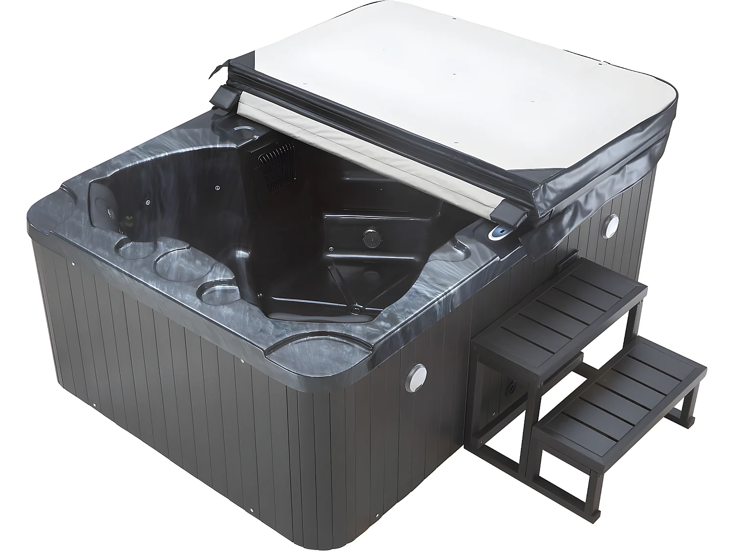 Jacuzzi spa 4 zits met led "Haïti" - Geïntegreerde bluetooth speakers - Grijs