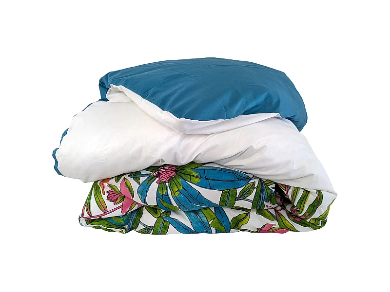 Housse de couette 240x220 cm coton SUMATRA bleu Paon