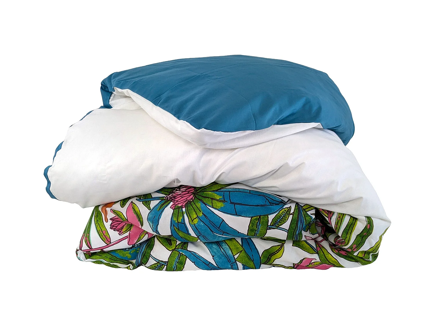 Housse de couette 240x220 cm coton SUMATRA bleu Paon