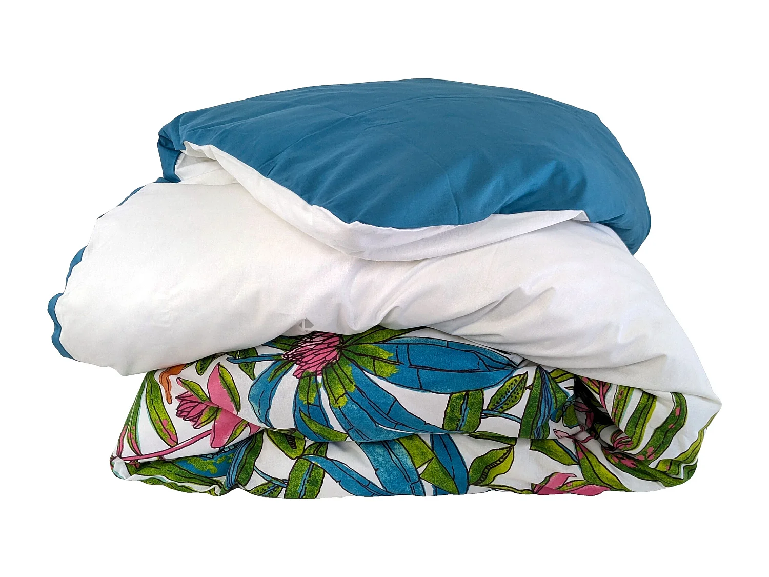 Housse de couette 240x220 cm coton SUMATRA bleu Paon