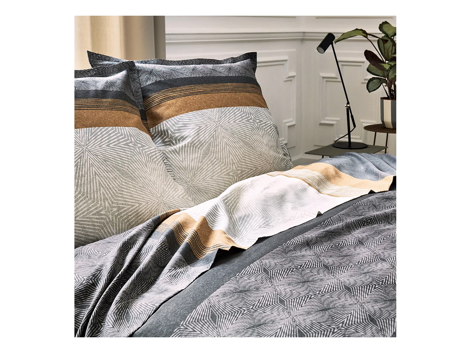 Housse de couette 280x240 cm satin de coton TIAGO noir