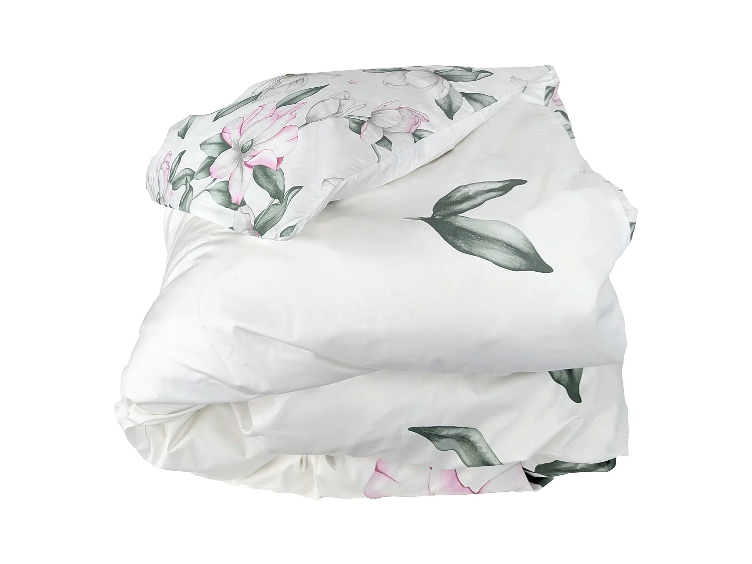 Housse de couette 140x200 cm percale coton MAGNOLIA vert sauge