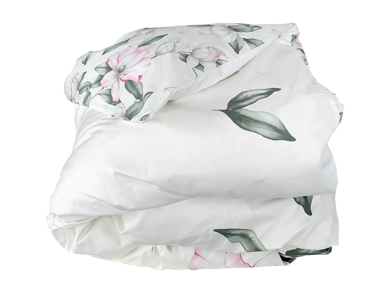 Housse de couette 140x200 cm percale coton MAGNOLIA vert sauge