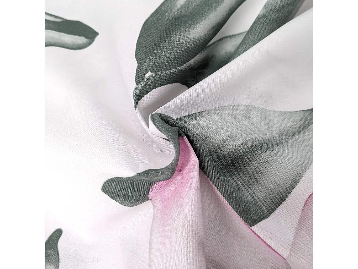 Housse de couette 140x200 cm percale coton MAGNOLIA vert sauge