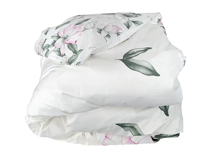 Housse de couette 140x200 cm percale coton MAGNOLIA vert sauge