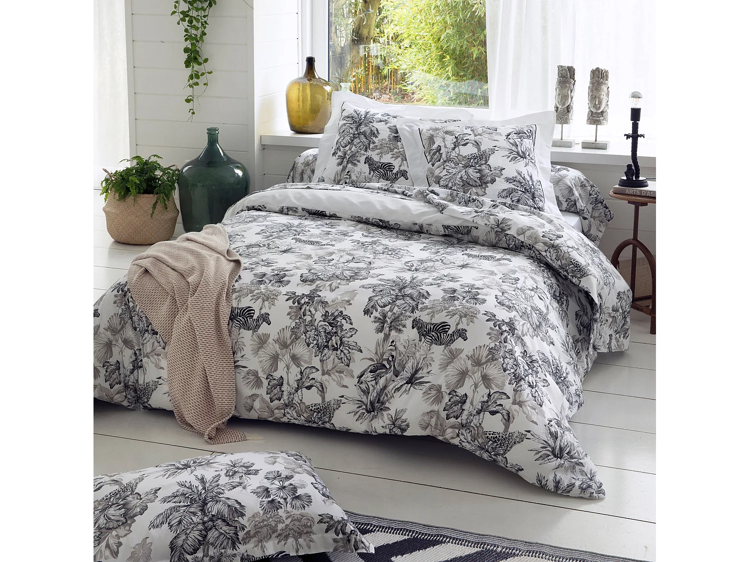 Housse de couette 140x200 cm satin de coton SAVANE blanc