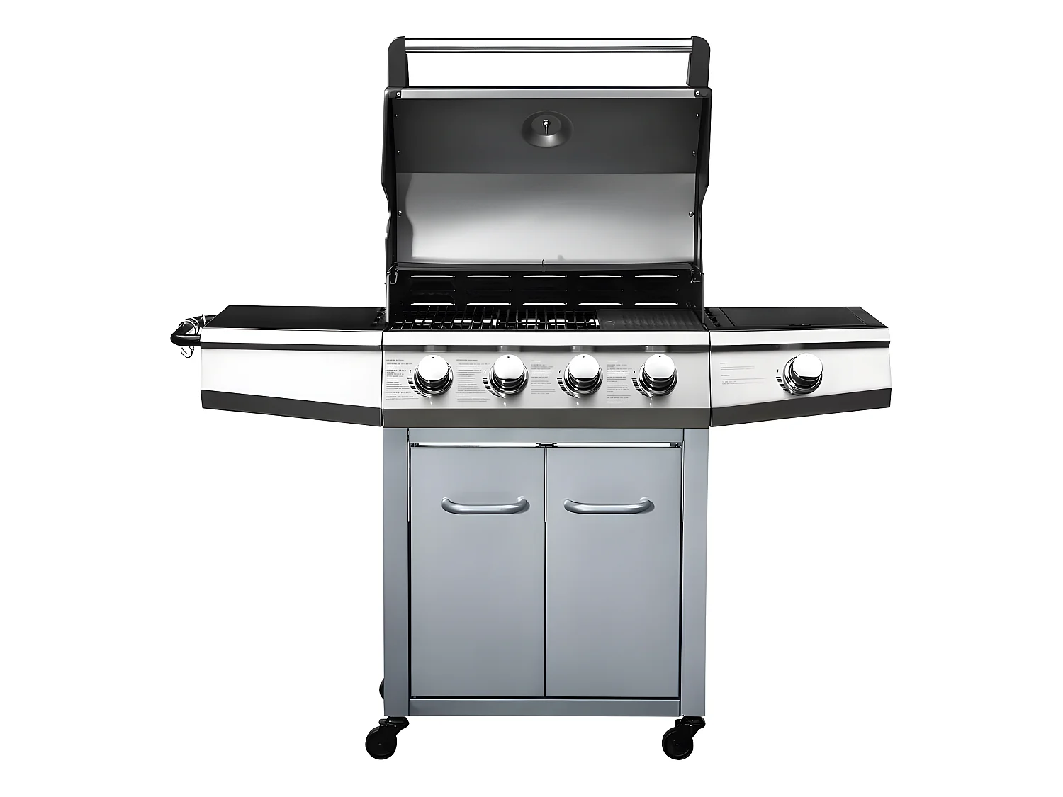 Barbecue gaz avec LED "Bingo 5" - 5 Brûleurs dont 1 latéral - 15.2kW + Housse protection - Argenté