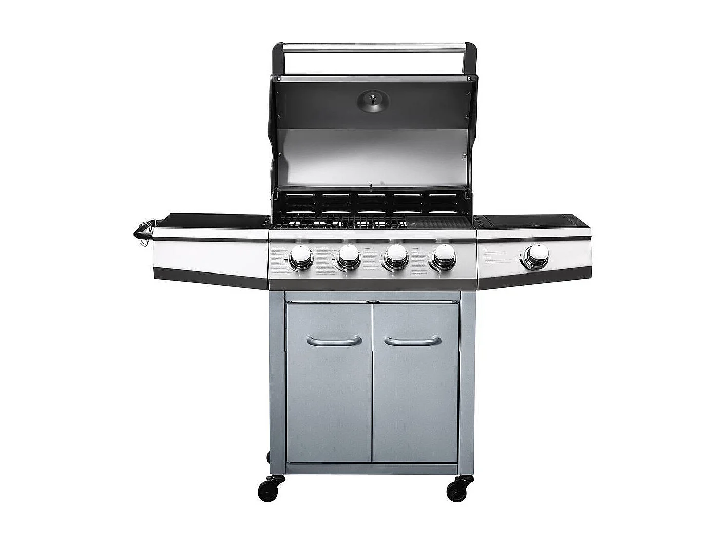 Barbecue gaz avec LED "Bingo 5" - 5 Brûleurs dont 1 latéral - 15.2kW + Housse protection - Argenté