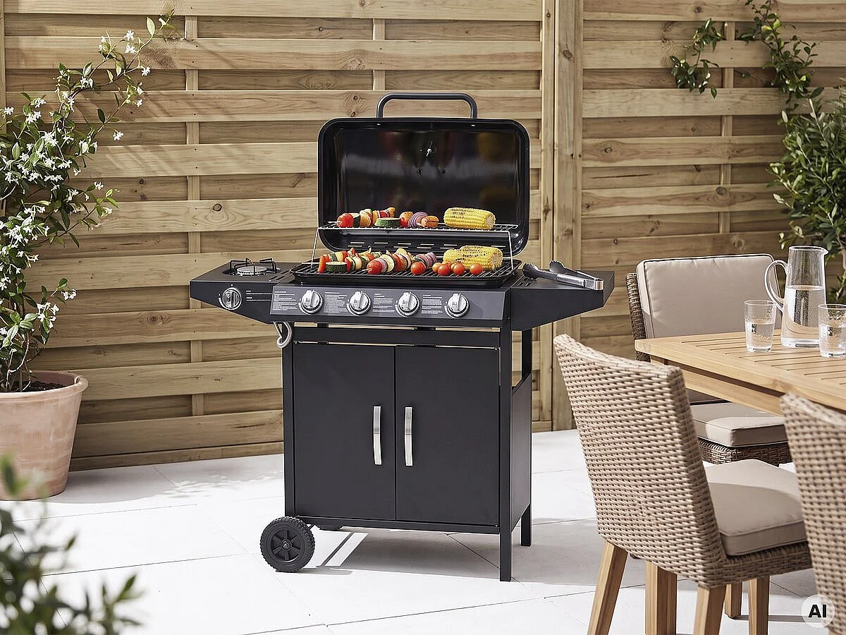 Barbecue gaz "Festa 5" - 5 brûleurs dont 1 latéral - 12.9 Kw- Noir
