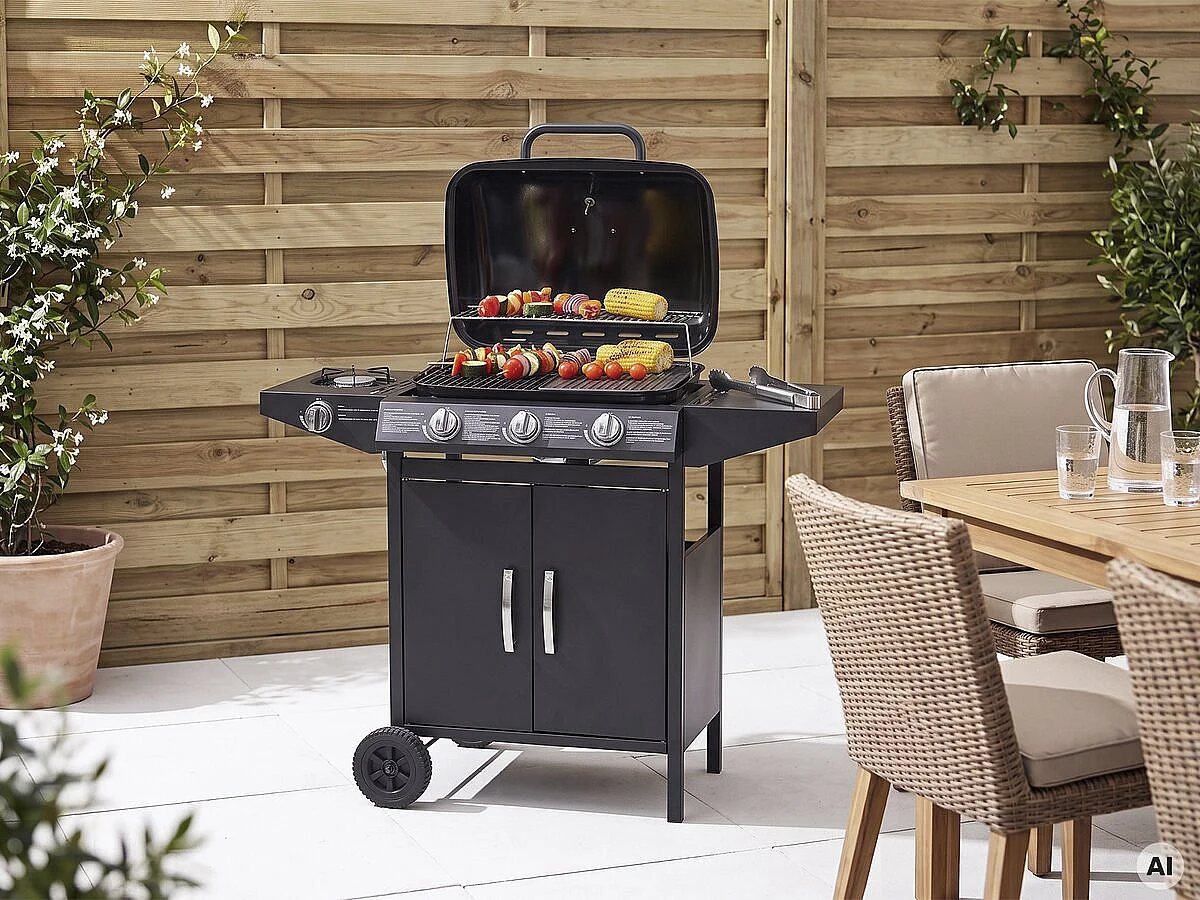 Gasgrill "Festa 5" - 5 Brenner davon 1 Seitenbrenner - 12,9 kW- Schwarz