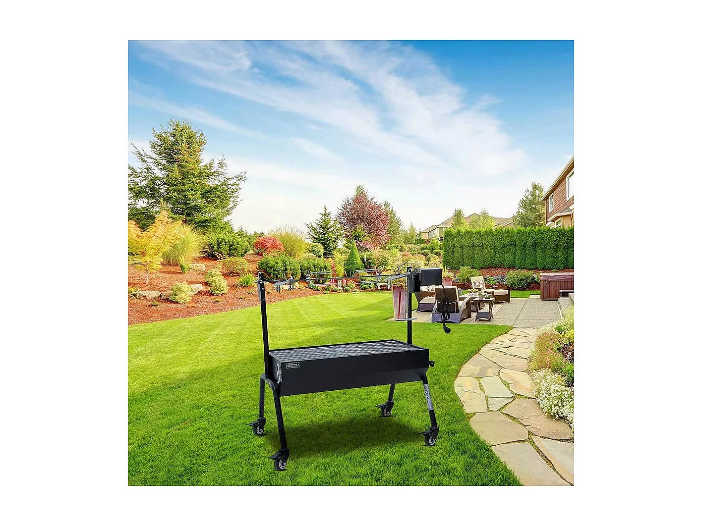 Rôtissoire charbon avec broche électrique "Senator" - Noir