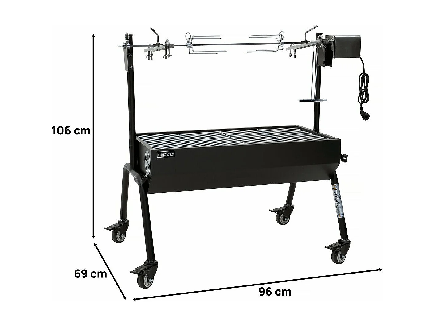 Rôtissoire charbon avec broche électrique "Senator" - Noir