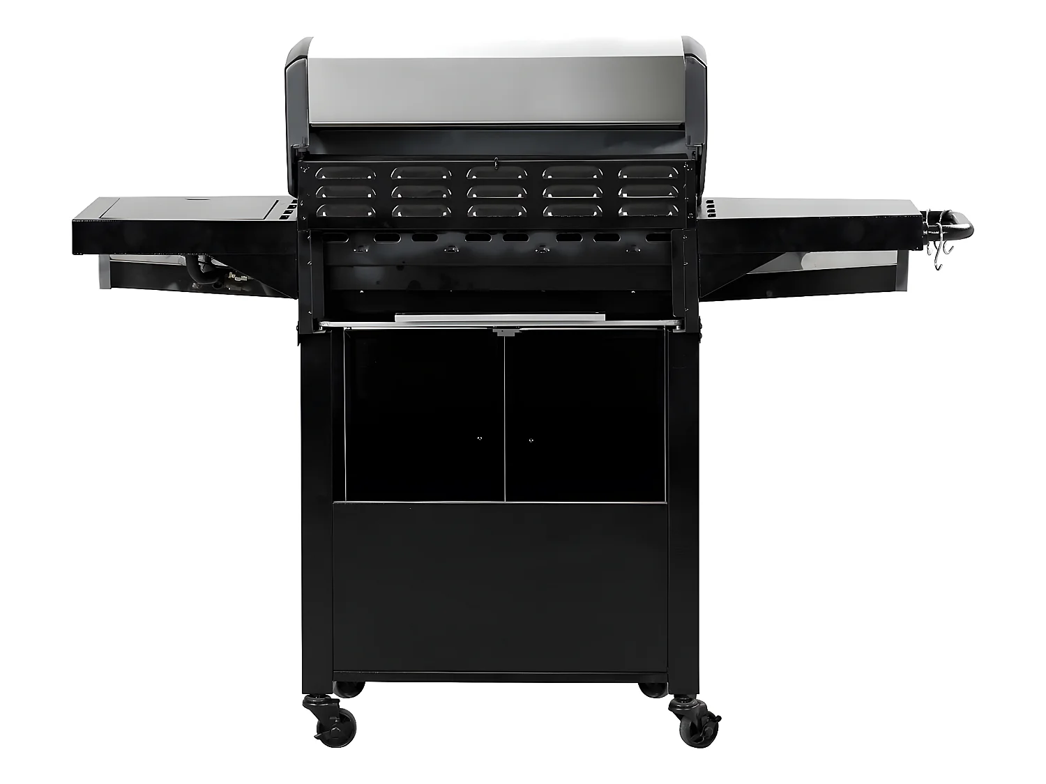 Barbecue gaz avec couvercle en verre "Bingo 5" - 4 brûleurs + 1 latéral + Housse protection - 15.2 kW - Noir