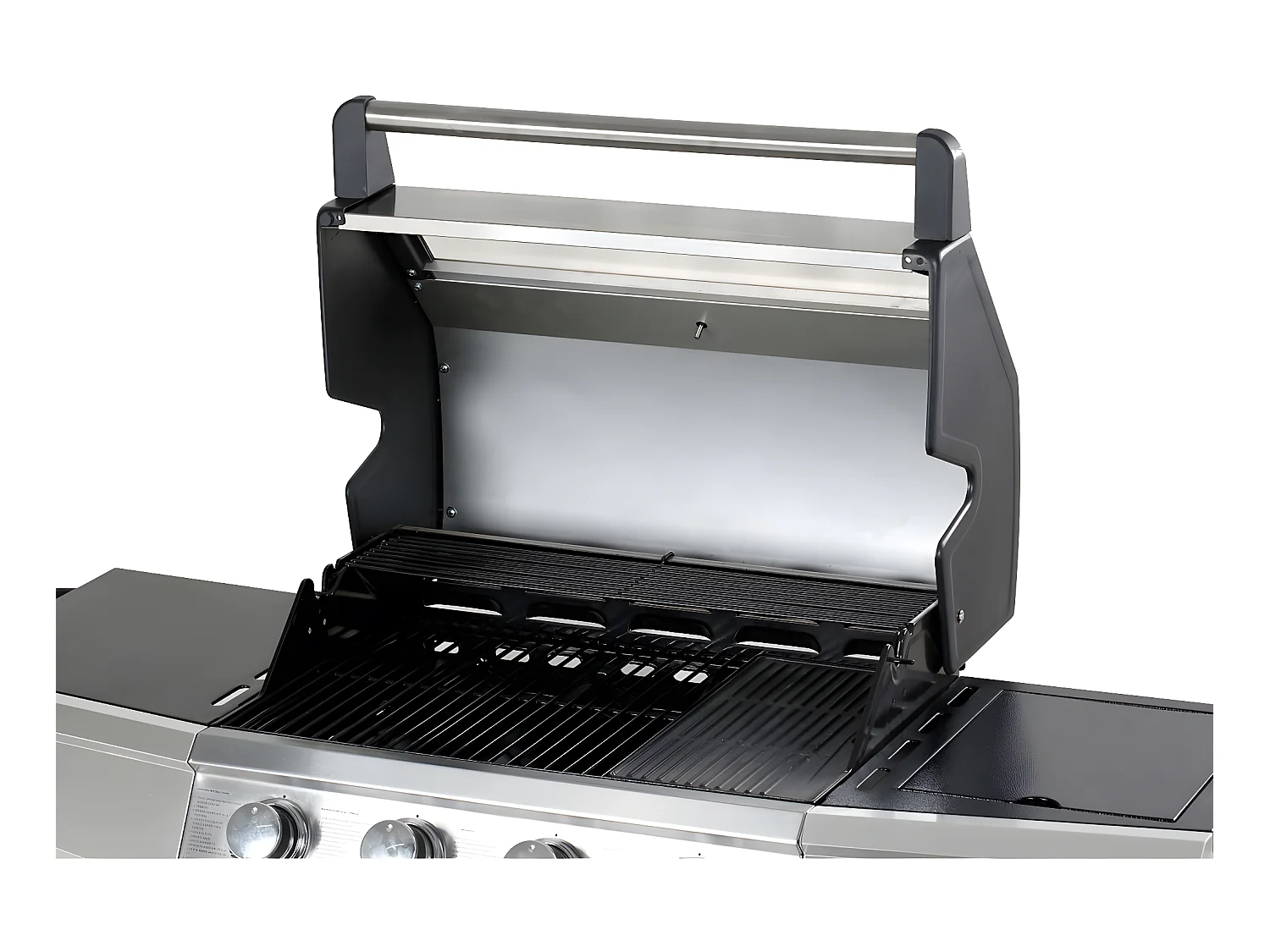 Barbecue gaz avec couvercle en verre "Bingo 5" - 4 brûleurs + 1 latéral + Housse protection - 15.2 kW - Noir