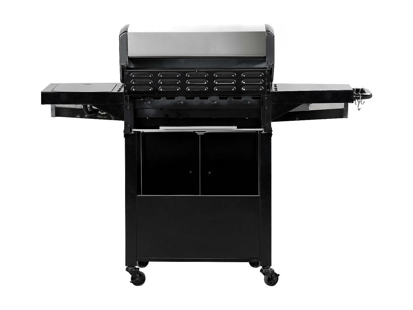 Barbecue gaz avec couvercle en verre "Bingo 5" - 4 brûleurs + 1 latéral + Housse protection - 15.2 kW - Noir