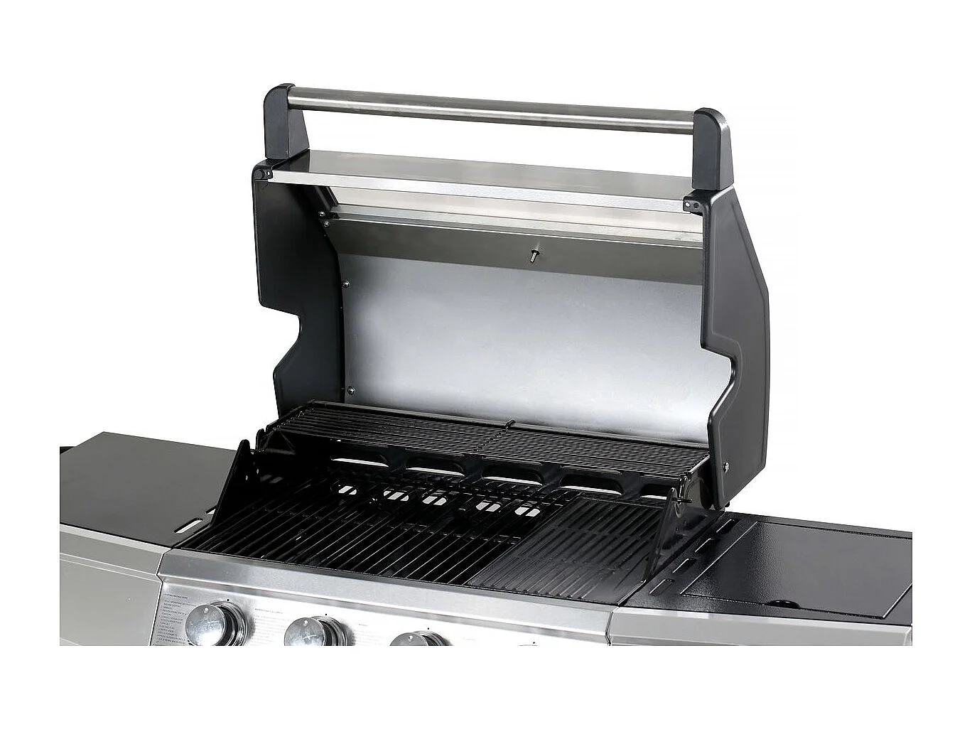 Barbecue gaz avec couvercle en verre "Bingo 5" - 4 brûleurs + 1 latéral + Housse protection - 15.2 kW - Noir