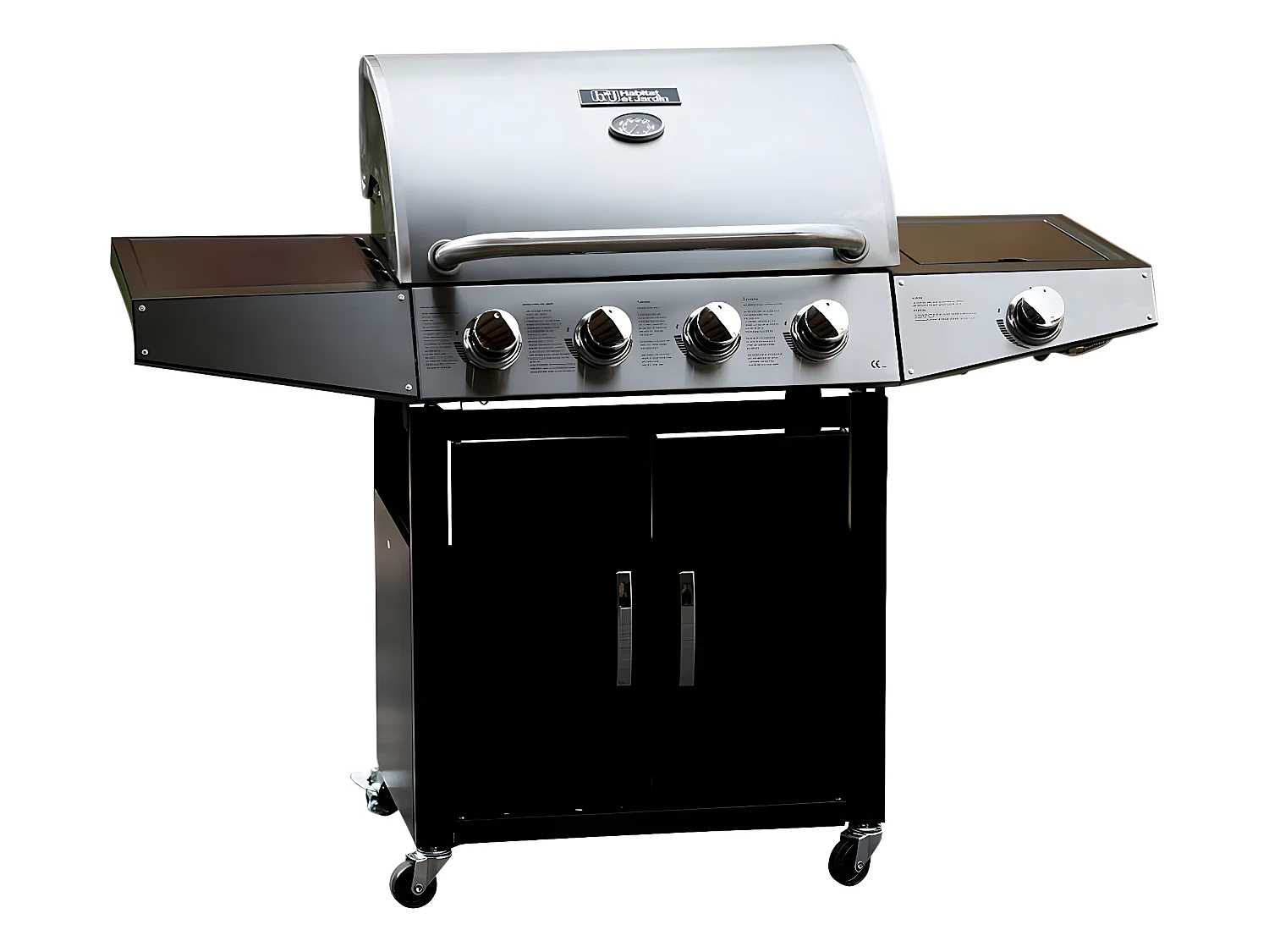 Gasbarbecue "Party 5" - 5 RVS branders, waarvan 1 zijbrander - 15,2 kW met opbergkast en gietijzeren grillplaat