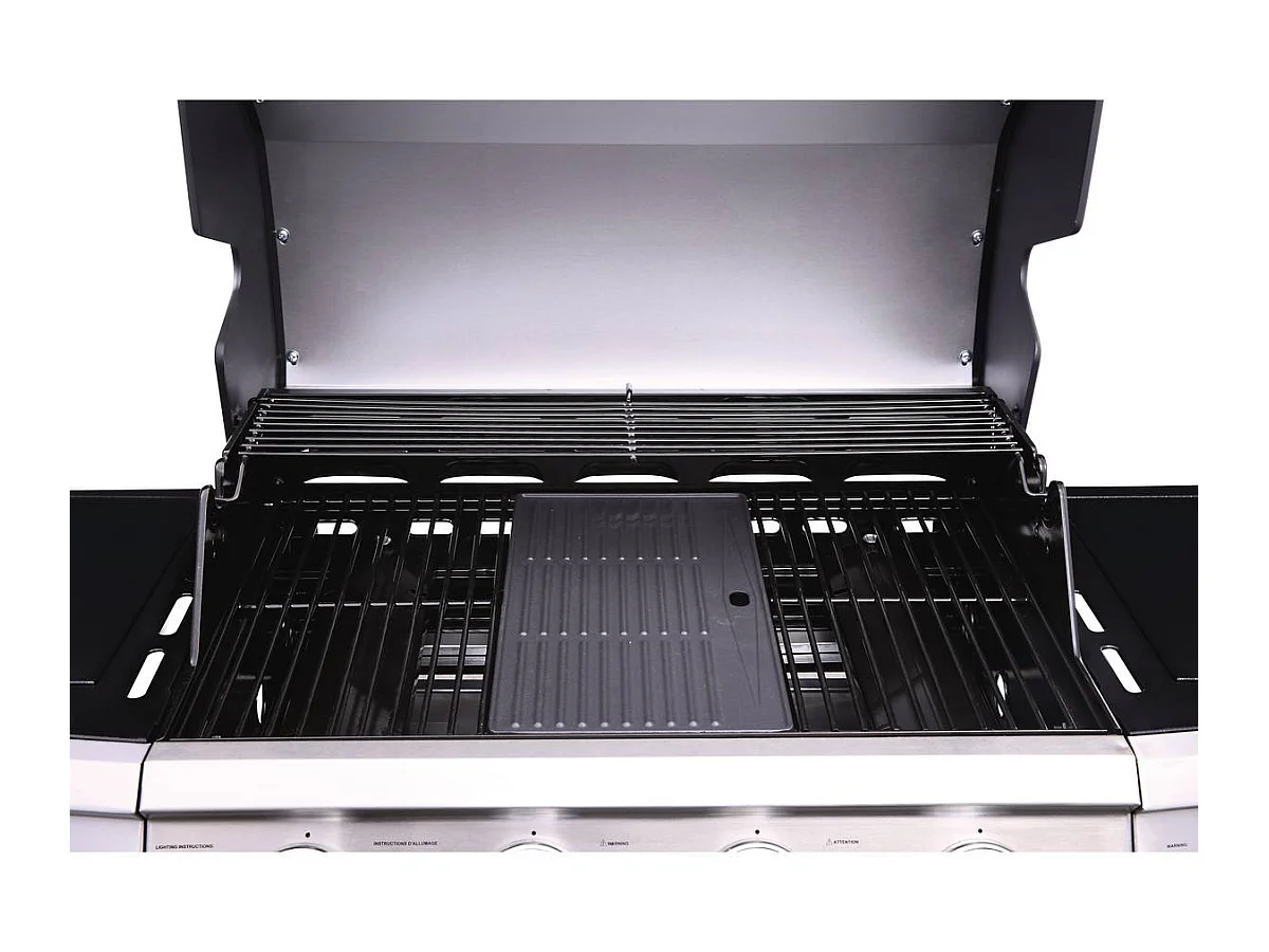 Churrasqueira a gás "Bingo 5" - 5 queimadores, incluindo 1 lateral - 15,2 kW + Capa protetora - Preto